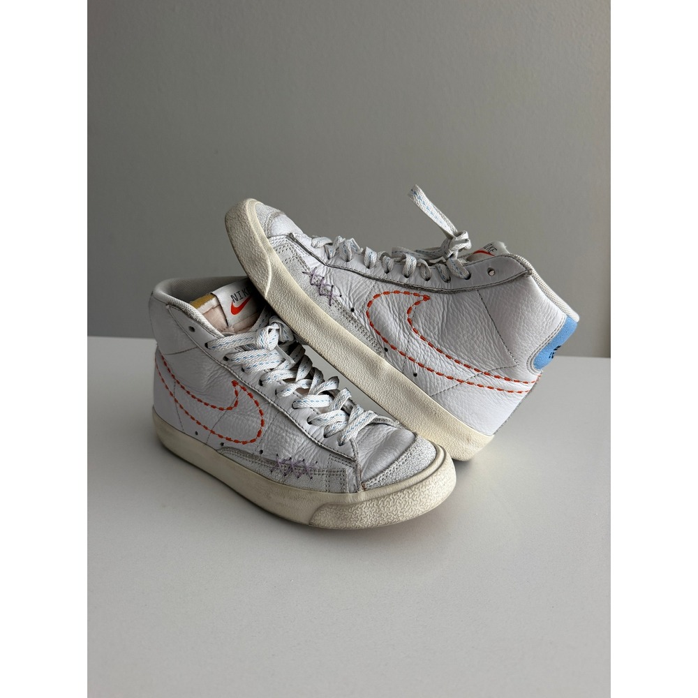 Nike Blazer Mid 77 Women Size 6 White Leather Contrast Stitch DX2350-100